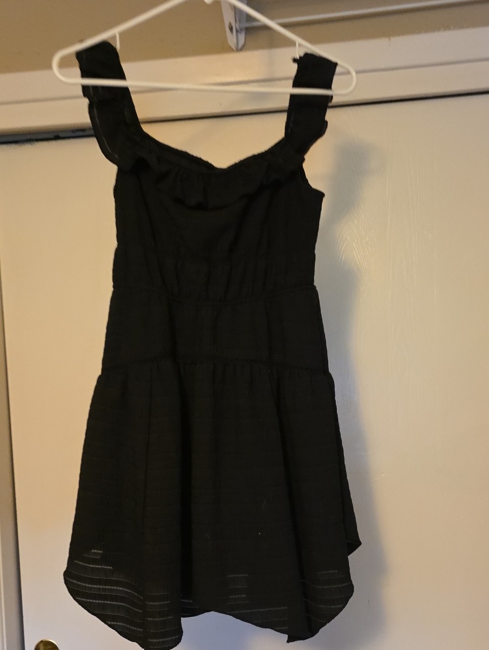wild fable Black Ruffle-Strap Tiered Mini Dress